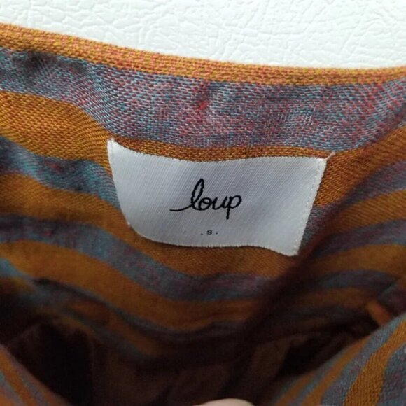 Loup Orange Purple Striped Summer Midi Dress Linen Viscose S - Picture 3 of 9